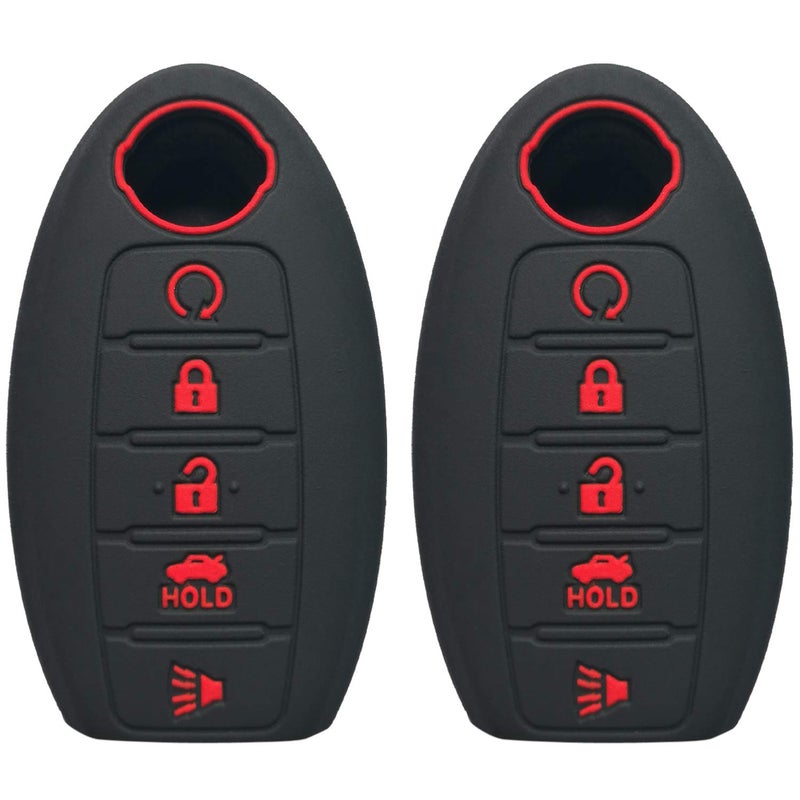 Coolbestda 2Pcs Black Silicone Key Fob Remote Cover Case Protector for 2017 2018 2019 2020 2021 Nissan Rogue Murano Altima Sedan Pathfinder Maxima KR5S180144014 - Image 1